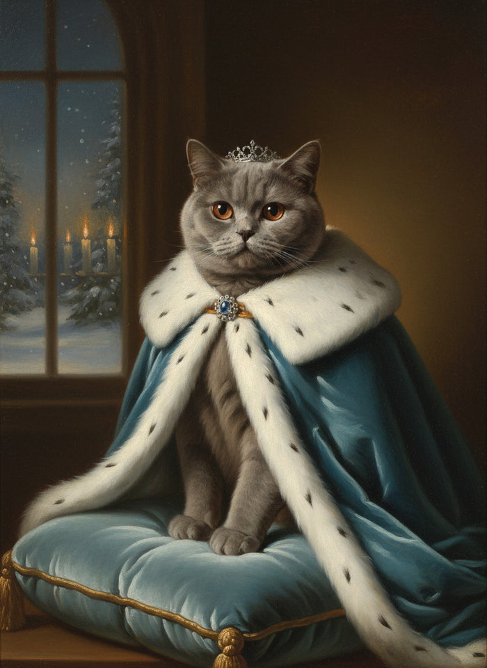 Chat British Shorthair peint en La Reine de l'hiver