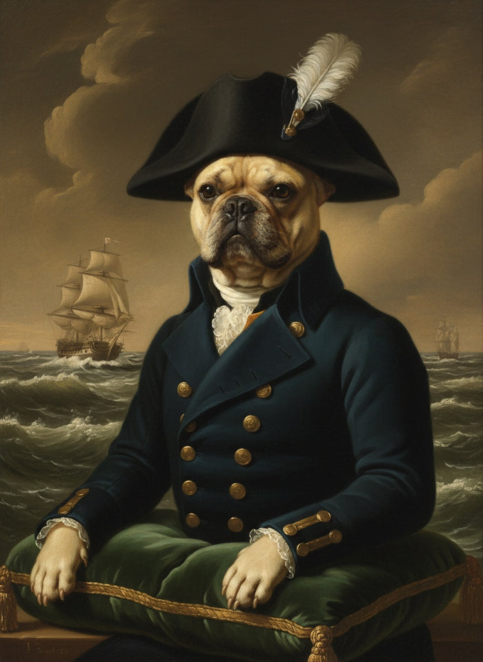 Bouledogue français peint en amiral